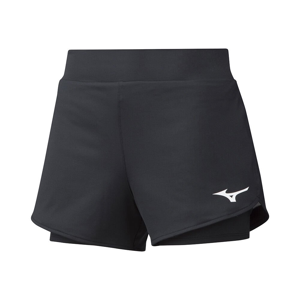 Women's Mizuno Shorts Black Flex Shorts Apparel - K2GB971509